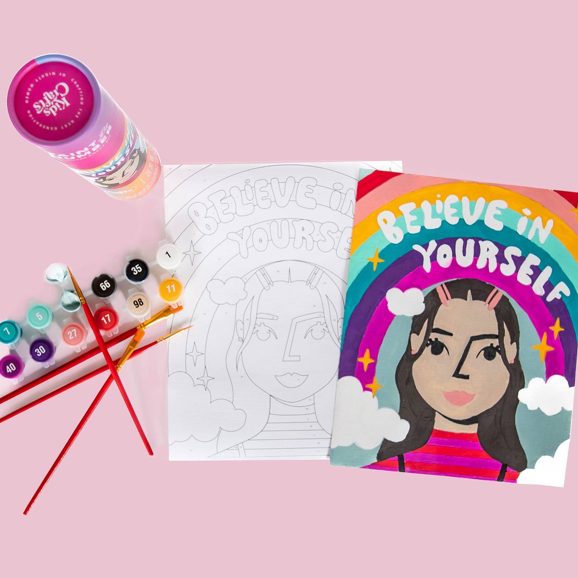 Kids Crafts Believe in Yourself Paint By Number Canvas Kit